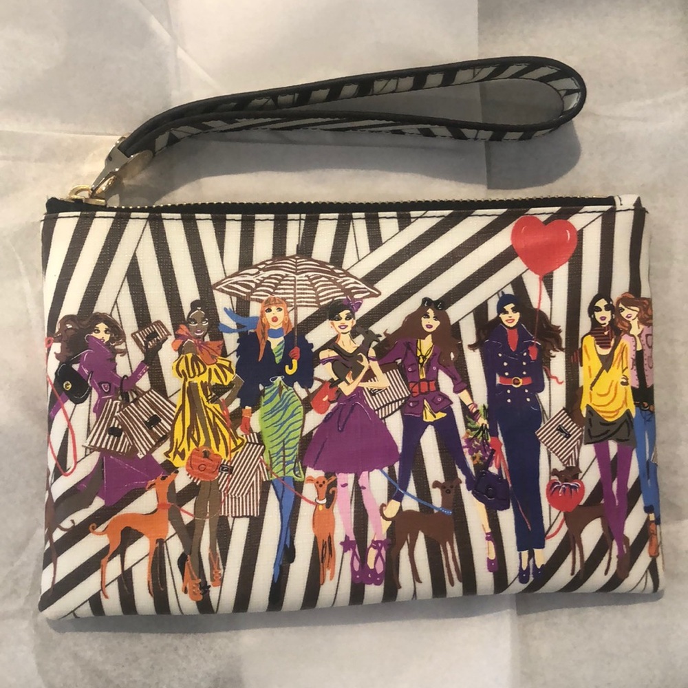 Henri bendel disturbed stripe zipper wristlet